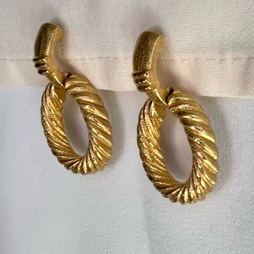 Napier Gold Door Knocker Dangle Earrings